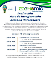 Invitación: ACTO DE INAUGURACIÓN SEMANA ANIVERSARIO
