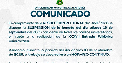 Suspención de las actividades académico-administrativas,en razón a que se llevara a cabo la XXXVII ENTRADA FOLKLORICA UNIVERSITARIA
