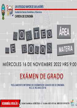 📍 SORTEO DE BOLOS PARA EXAMEN DE GRADO 2022 (AREA 3RA FECHA)