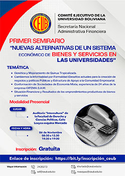 SEMINARIO: “NUEVAS ALTERNATIVAS DE UN SISTEMA ECONÓMICO DE BIENES Y SERVICIOS EN LAS UNIVERSIDADES”