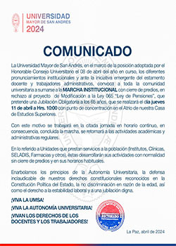 📍 MARCHA INSTITUCIONAL con cierre de predios 🔴 Concluida la marcha, se retornará a las actividades académicas regulares