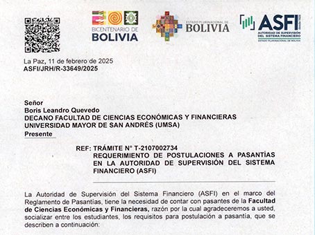 📌 REQUERIMIENTO DE POSTULANTES A PRÁCTICAS PRE-PROFESIONALES EN LA AUTORIDAD DE SUPERVISIÓN DEL SISTEMA FINANCIERO – ASFI