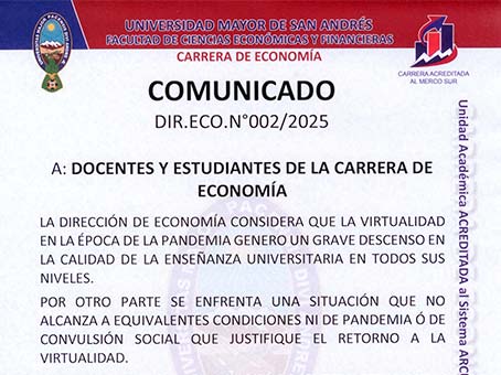 📌COMUNICADO DIR.ECO.N°002/2025