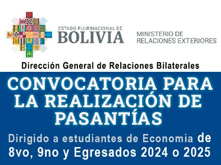 📌CONVOCATORIA PARA LA REALIZACIÓN DE PASANTÍAS EN EL MINISTERIO DE RELACIONES EXTERIORES