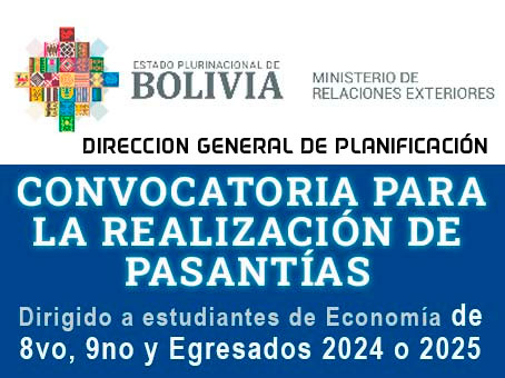 📌CONVOCATORIA PARA LA REALIZACIÓN DE PASANTÍAS EN EL MINISTERIO DE RELACIONES EXTERIORES (Dirección General de Planificación)