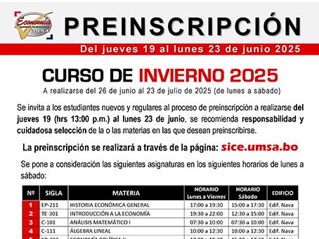 📌PREINSCRIPCIÓN AL CURSO DE INVIERNO 2025