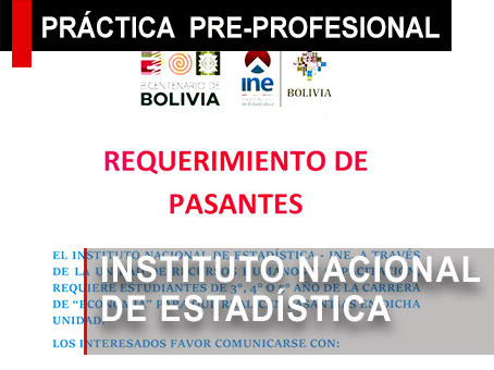 📌CONVOCATORIA PARA LA REALIZACIÓN DE PASANTÍAS EN EL INSTITUTO NACIONAL DE ESTADÍSTICA (INE)
