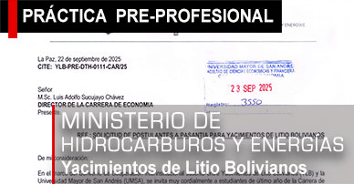 📌SOLICITUD DE POSTULANTES A PASANTIA PARA YACIMIENTOS DE LITIO BOLIVIANOS