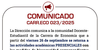 📢COMUNICADO  CARR.ECO 023/2025