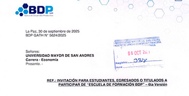 INVITACIÓN PARA PARTICIPAR DE LA "ESCUELA DE FORMACIÓN BDP" - 6ta Versión