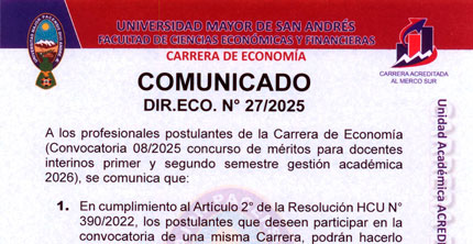 COMUNICADO DIR.ECO.N°27/2025