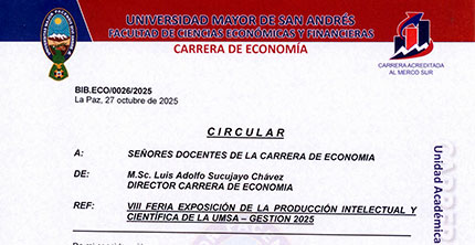 CIRCULAR:VIII Feria Exposición de la Producción Intelectual y Cintífica de la UMSA 2025