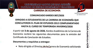 COMUNICADO KARDEX 007/2026 - EMISIÓN DEL CERTIFICADO DE CONCLUSIÓN DE ESTUDIOS