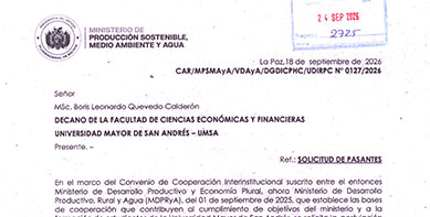 SOLICITUD DE PASANTES EN EL MINISTERIO DE PRODUCCIÓN SOSTENIBLE, MEDIO AMBIENTE Y AGUA