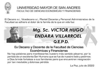 ◼️ Mg. Sc. VICTOR HUGO ENDARA VILLARROEL ◼️ Q.E.P.D.