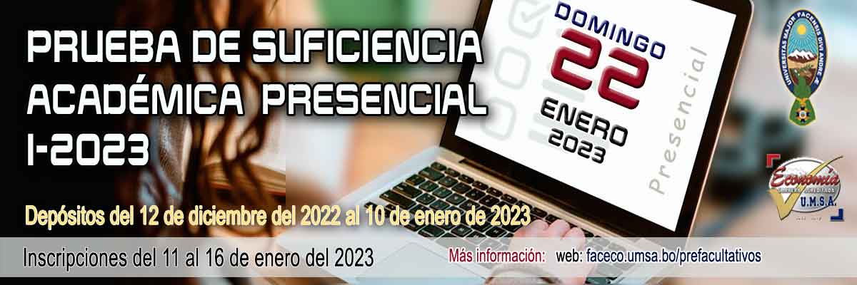 PRUEBA DE SUFICIENCIA ACADÉMICA PRESENCIAL I-2023