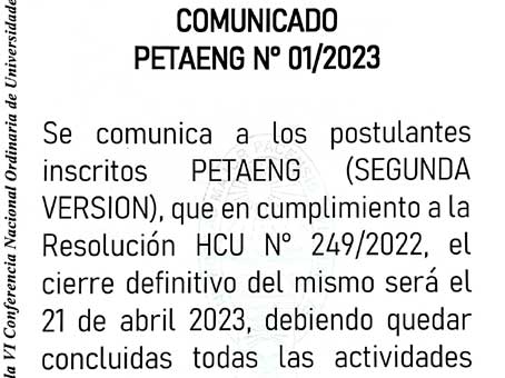 COMUNICADO PETAENG No.01/2023