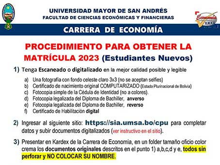PROCEDIMIENTO PARA OBTENER DE LA MATRÍCULA 2023 (Estudiantes Nuevos)
