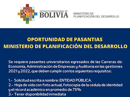 ＯＰＯＲＴＵＮＩＤＡＤ ＤＥ ＰＡＳＡＮＴÍＡＳ MINISTERIO DE PLANIFICACIÓN DEL DESARROLLO