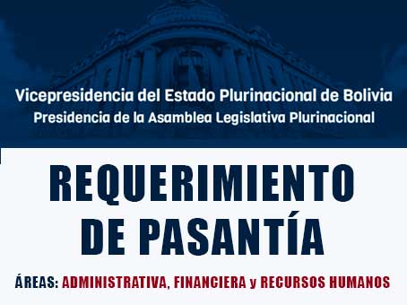 REQUERIMIENTO DE PASANTÍAS para la Vicepresidencia del Estado Plurinacional