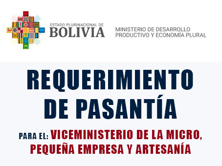 SOLICITUD DE PASANTES PARA EL VICEMINISTERIO DE LA MICRO, PEQUEÑA EMPRESA Y ARTESANÍA