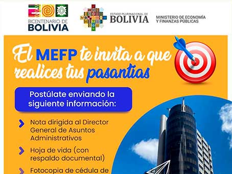 EL MEFP TE INVITA A QUE REALICES TUS PASANTÍAS