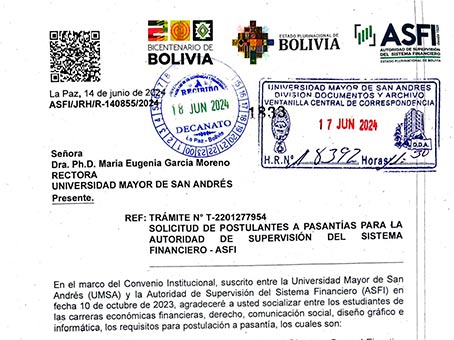 📌 SOLICITUD DE POSTULANTES A PASANTÍAS PARA LA AUTORIDAD DE SUPERVISIÓN DEL SISTEMA FINANCIERO – ASFI